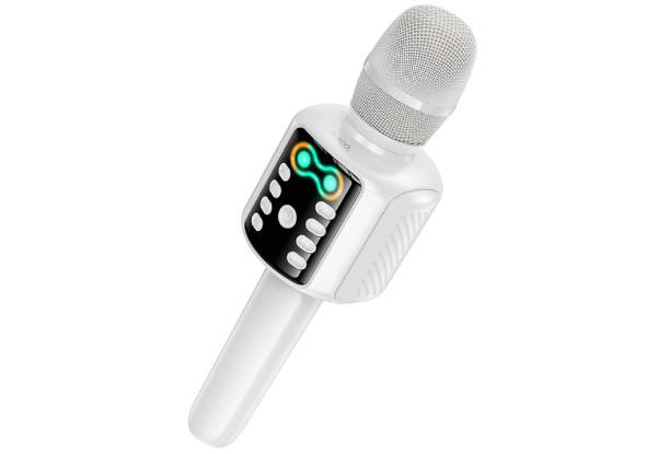 Hoco Karaoke Mic & Speaker, USB/SD/Aux, White