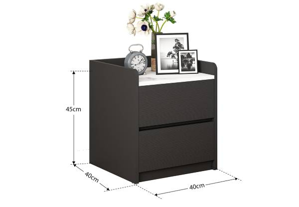 Black & White Bedside Table with Two-Drawers