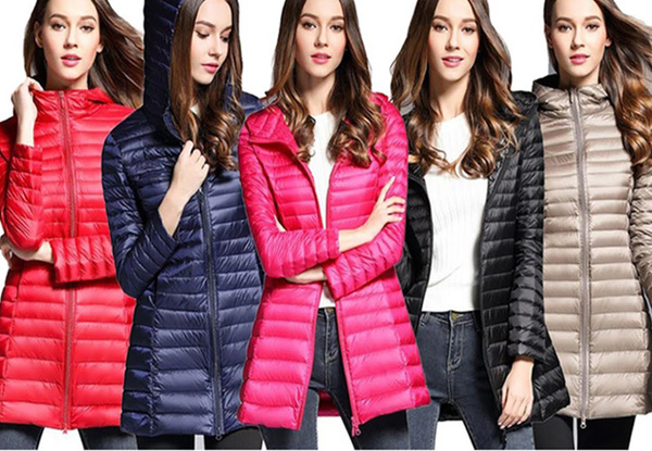Women's Hooded Puffer Jacket - Five Colours & Sizes Available