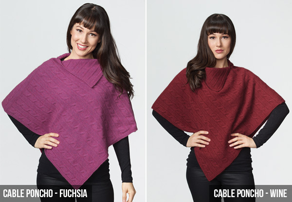 Possumdown Womens Poncho & Shrug Range - Two Styles Available in Multiple Colours with Free Delivery