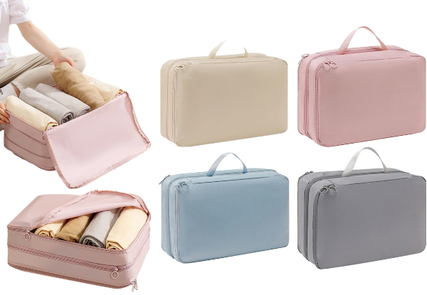 Double-Layer Travel Expandable Packing Cubes Organiser - Available in Four Colours & Option for Two