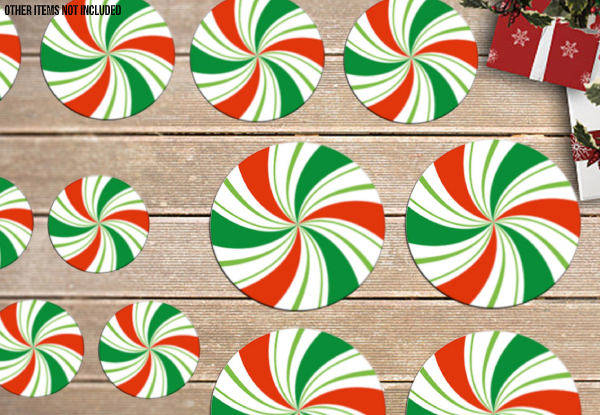 12-Piece Set of Christmas Round Candy Wall Stickers - Two Colours Available & Option for Two-Pack