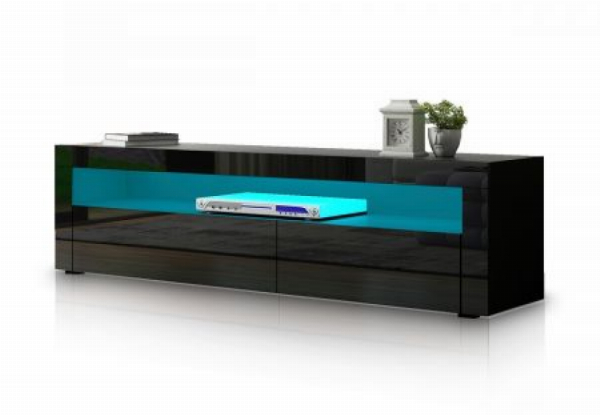 Two-Door TV Stand with Shelf & RGB Light