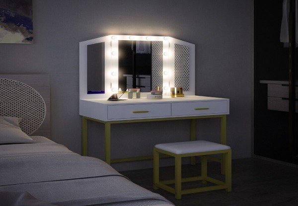 Vanity Dressing Table Set with 10 LED Lights