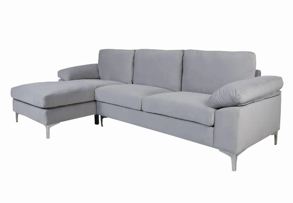 Kaveah Velvet Lounge Sectional Sofa - Available in Two Colours & Option with Left or Right Chaise