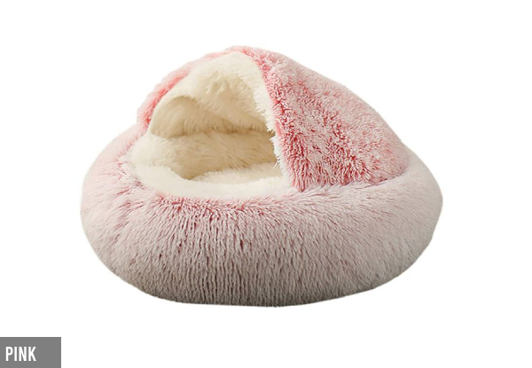 Plush Cushioned Hooded Pet Bed - Three Colours & Three Sizes Available