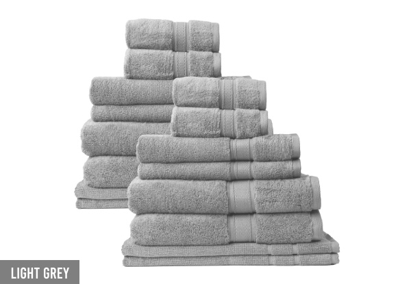 16-Piece Royal Comfort 100% Cotton Zero Twist Towel Set - Six Colours Available
