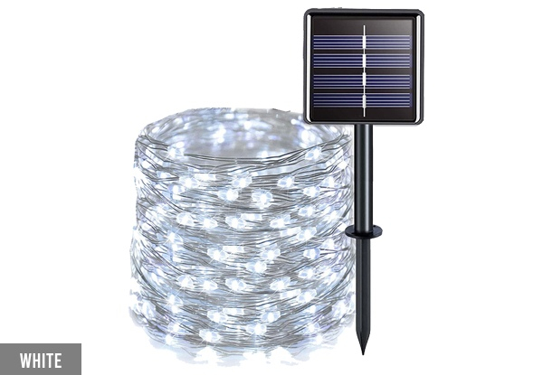 Copper Wire 100 LED Solar String Lights - Three Colours Available