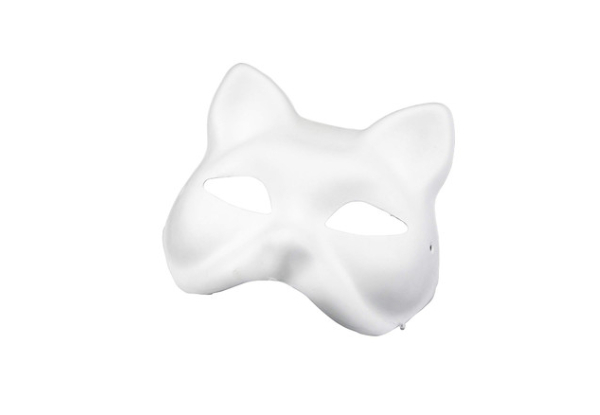 Three-Piece White Paper Blank Cat Mask