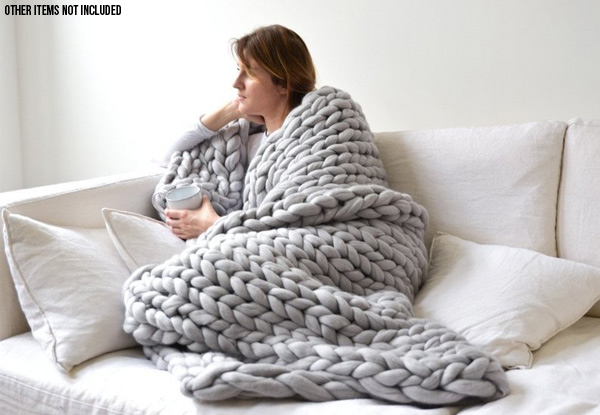 Handmade Chunky Knit Blanket - Five Colours Available with Free Delivery