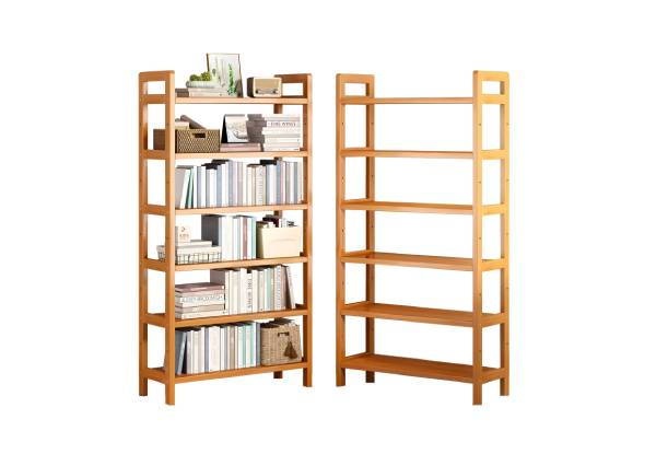 Six-Tier Bamboo Bookshelf Storage Rack - Two Sizes Available