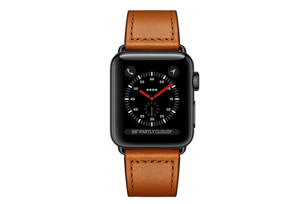 Leather Watch Band Compatible with Apple iWatch - Available in Three Colours, Two Sizes & Option for Two-Pack
