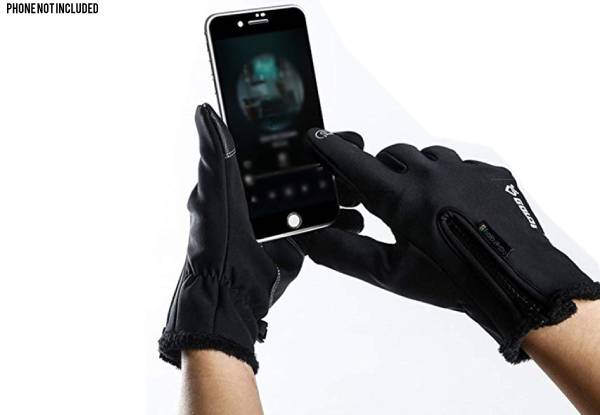 Water-Resistant & Windproof Pair of Gloves Compatible with Touch Screens - Three Sizes & Two Colours Available