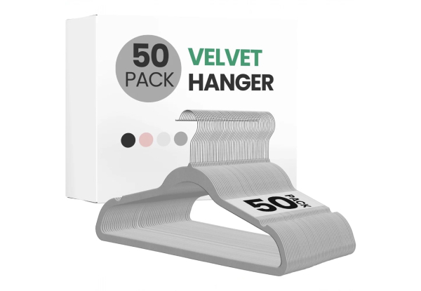 50-Piece 45cm Velvet Hangers - Available in Three Colours