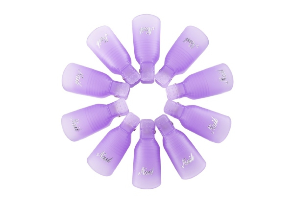 10-Pack Plastic Nail Art Soak Off UV Gel Polish Removing Caps - Three Colours Available