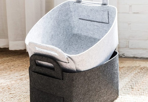 Two-Pack of Felt Collapsible Storage Baskets - Two Colours & Two Sizes Available