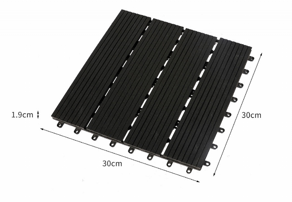 10-Piece Marlow Outdoor Decking Floor Plastic Tiles