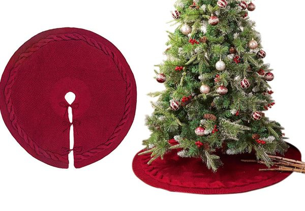 Knitted Christmas Tree Skirt - Available in Two Sizes & Option for Two-Pack