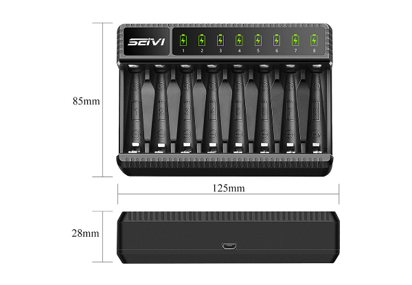 Eight-Slot Smart Battery Charger with LED Display - Option for Two