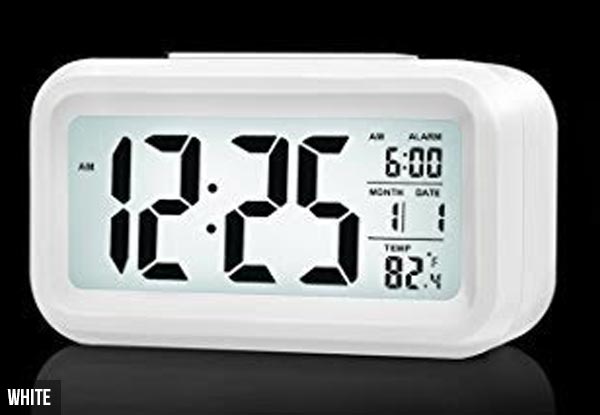LED Auto Back Light Display Digital Alarm Clock - Four Colours Available
