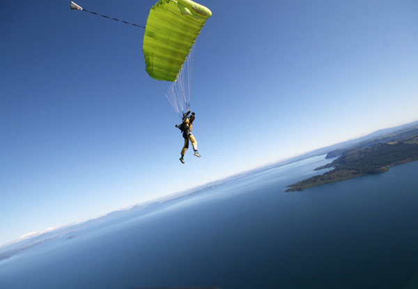 9000-Feet Tandem Skydive Package Overlooking Lake Taupo - Options Available for 12000 or 15000-Feet & a $20 Voucher Towards a Camera Package