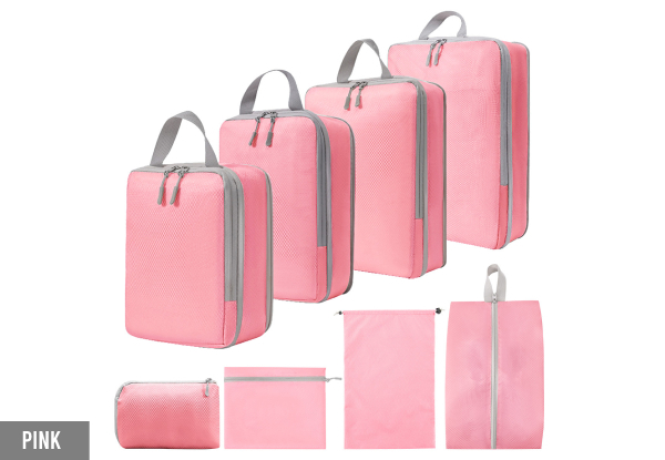 Eight-Piece Travel Compression Packing Cubes - Available in Six Colours