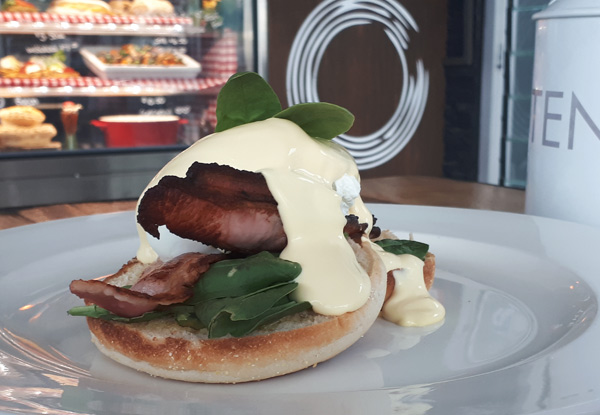 Two Eggs Benedicts with Bacon or Salmon at The Bach Cafe