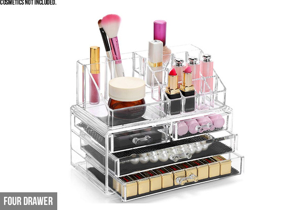 Clear Cosmetic Organiser - Two-Drawer & Four-Drawer Options Available