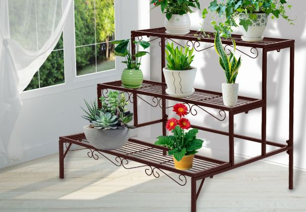 Levede Three-Tier Rectangle Plant Metal Stand - Two Colours Available