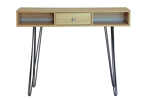 Single Drawer Wooden Desk Table with Hairpin Legs