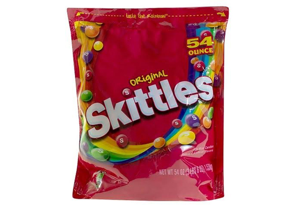 $18 for a 1.53kg (54 Ounce) Bag of Skittles