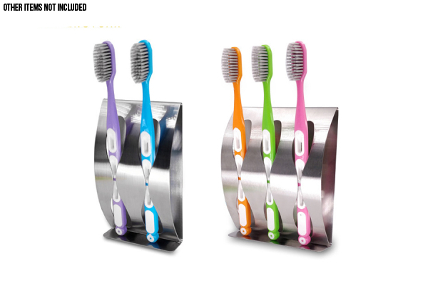 Stainless Steel Wall Toothbrush Holder - Options for Two or Three Slots or Both
