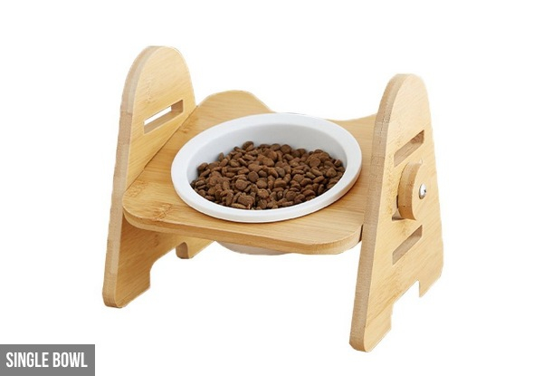 Adjustable Elevated Pet Food Bowl - Option for Double Bowl