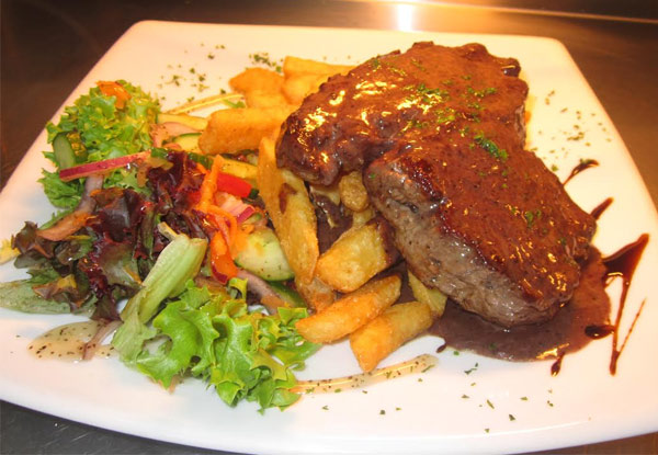 Two Traditional Scotch Fillet Meals with Thick Cut Chips & Salad