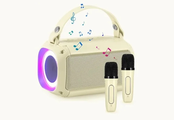 Kid's Mini Karaoke Machine with Two-Piece Wireless Mic - Three Colours Available