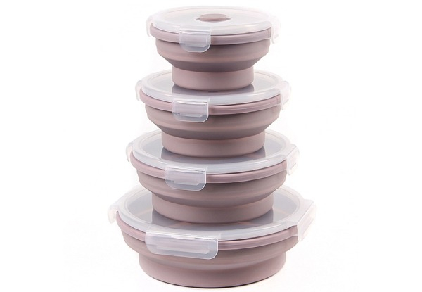 Four-Set Collapsible Food Storage Containers with Lid - Three Colours Available