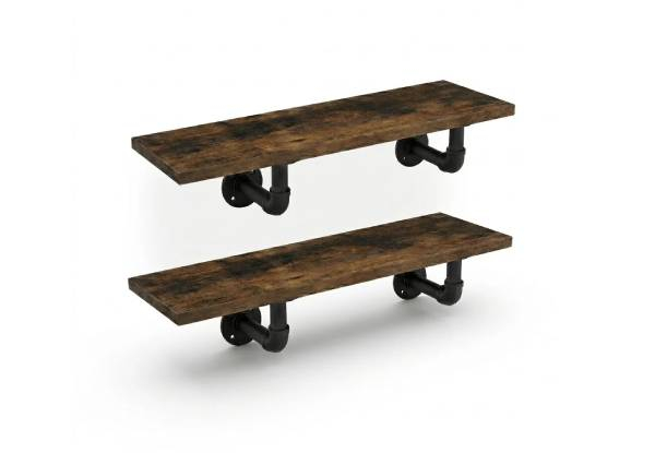 Two-Pack Industrial Floating Wall Shelves - Three Options Available