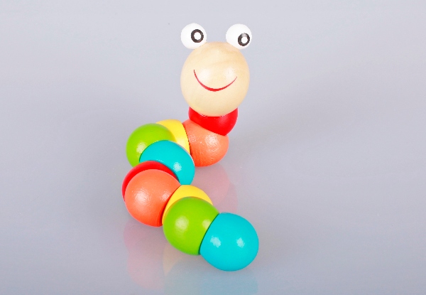 Kids Wooden Colourful Toy Worm