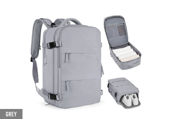 Travel Backpack with Shoe Compartment - Eight Colours Available