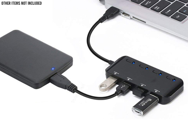 Four-Port USB 3.0 Hub with Individual Power Switches