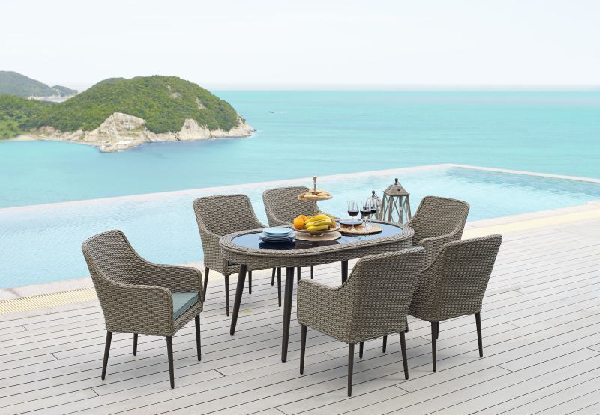 Seven-Piece Wanaka Wicker Dining Set - Pick-Up from Auckland, Hamilton, or Christchurch Locations