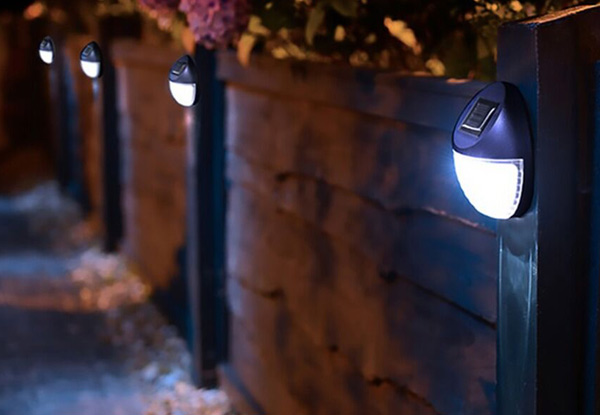 One LED Round Solar Power Outdoor Fence Light - Options for Two or Four with Free Delivery