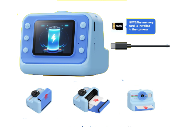 1080P HD Kids Instant Print Camera with Three Rolls Print Paper - Available in Four Colours