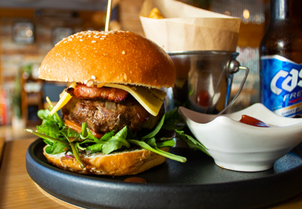 Chargrilled Beef Burger & Chips incl. Beer  for International Burger Week