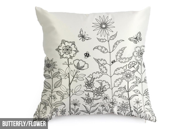 Colour-In Cushion Cover - Nine Designs Available with Option to incl. 12 Markers