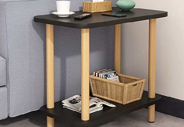 Two-Tier Rectangle Wooden Side Table - Available in Two Colours