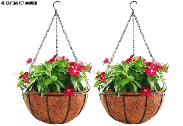 Two-Pack of Metal Hanging Planter Baskets - Two Sizes Available