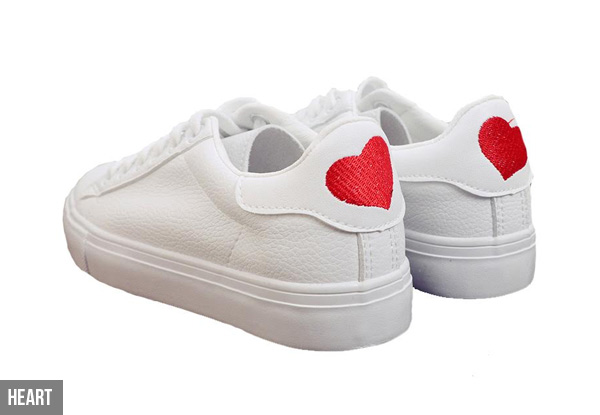Heel-Embroidered White Sneakers - Two Styles & Six Sizes Available with Free Delivery