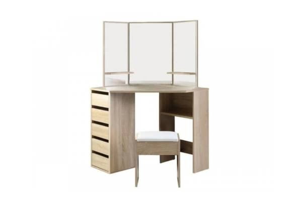 Hana Corner Make-Up Table with Mirror & Stool