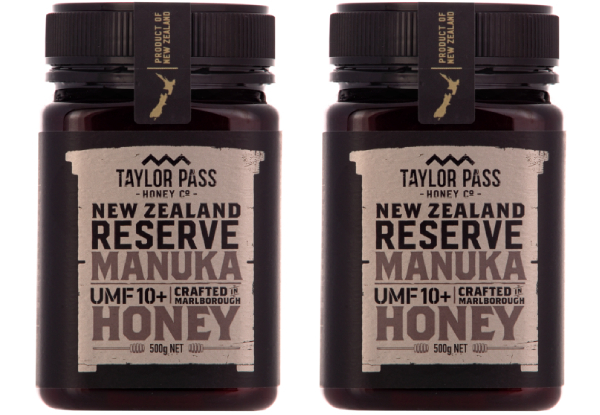 Two-Pack of Taylor Pass Honey Co Reserve Manuka Honey UMF10+ 500g